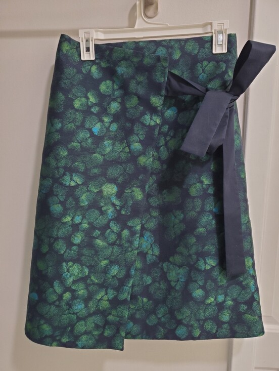 COS Dresses & Skirts - COS Navy Green Teal Jacquard Wrap Skirt with Side Tie